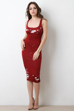 Distress Double Layer Midi Dress