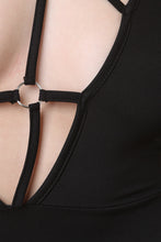 Sleeveless Ringlet Caged Yoke Halter Jumpsuit