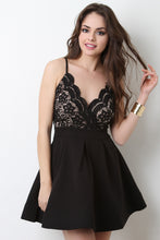 Crochet Illusion Surplice Sleeveless Skater Dress