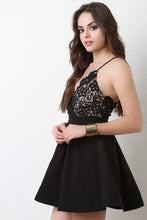 Crochet Illusion Surplice Sleeveless Skater Dress