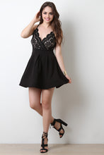 Crochet Illusion Surplice Sleeveless Skater Dress