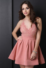 Crochet Illusion Surplice Sleeveless Skater Dress