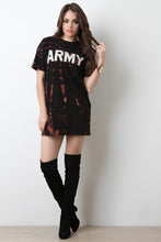 Army Graphic Print Bleach T-Shirt Dress