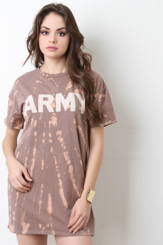 Army Graphic Print Bleach T-Shirt Dress