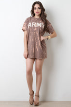 Army Graphic Print Bleach T-Shirt Dress