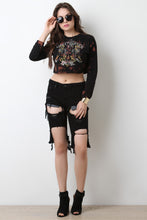 Amazing Rock Graphic Print Bleach Crop Top