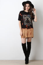 America Rock Graphic Print Bleach T-Shirt Dress