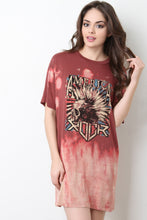 America Rock Graphic Print Bleach T-Shirt Dress