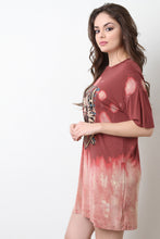America Rock Graphic Print Bleach T-Shirt Dress