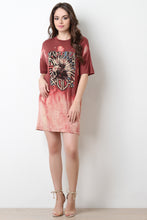 America Rock Graphic Print Bleach T-Shirt Dress