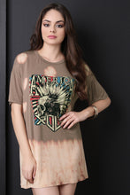 America Rock Graphic Print Bleach T-Shirt Dress