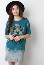 America Rock Graphic Print Bleach T-Shirt Dress