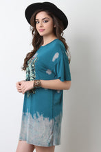 America Rock Graphic Print Bleach T-Shirt Dress