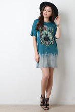 America Rock Graphic Print Bleach T-Shirt Dress