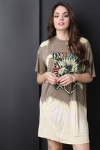 America Rock Graphic Print Bleach T-Shirt Dress