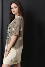 America Rock Graphic Print Bleach T-Shirt Dress