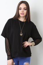 Boxy Terry Knit Semi-Sheer Sleeve Top