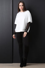 Boxy Terry Knit Semi-Sheer Sleeve Top