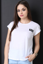 Casual Round Neck Babe Tee