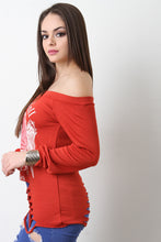 Off The Shoulder Slashed Rock n Roll Top