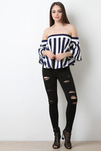 Bell Sleeves Striped Off The Shoulder Top