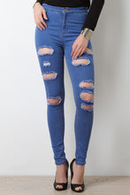High Waisted Two Pockets Distress Jeans