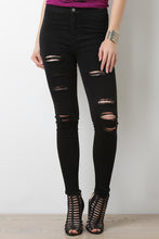 High Waisted Two Pockets Distress Jeans