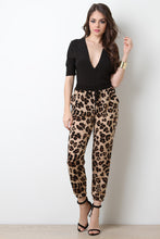 Leopard Print Self Tie Jogger Pants