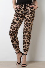 Leopard Print Self Tie Jogger Pants