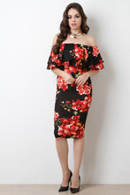 Off The Shoulder Floral Print Midi Dress