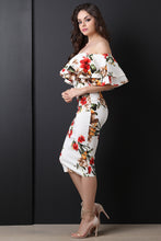 Off The Shoulder Floral Print Midi Dress