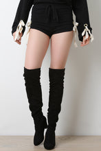 French Terry Knit Side Eyelet Tie Shorts