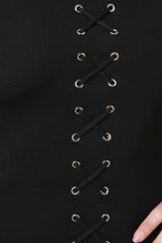 Criss Cross Lace Mock Neck Midi Dress