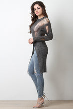 Shredded Metallic Loose Knit Longline Top