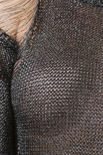 Shredded Metallic Loose Knit Longline Top