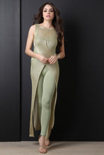 Criss Cross Metallic Loose Knit Maxi Top