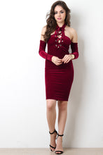 Corset Lace Up Cold Shoulder Velvet Dress