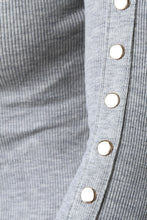 Long Sleeve Ribbed Knit Decorative Button Dress