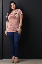 Satin Mock Choker Draped Keyhole Top