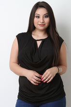 Textured Draped Keyhole Ruched Top