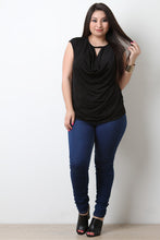 Textured Draped Keyhole Ruched Top