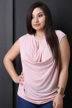 Textured Draped Keyhole Ruched Top