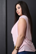 Textured Draped Keyhole Ruched Top