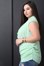 Textured Draped Keyhole Ruched Top