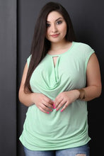 Textured Draped Keyhole Ruched Top