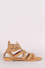 Bamboo Nubuck Buckled Strappy Gladiator Flat Sandal