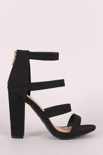 Bamboo Strappy Suede Ladder-Up Chunky Heel