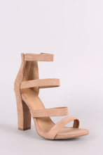 Bamboo Strappy Suede Ladder-Up Chunky Heel