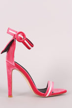 Velvet Embroidered Military Stripe Ankle Strap Heel