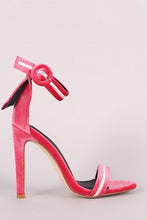 Velvet Embroidered Military Stripe Ankle Strap Heel